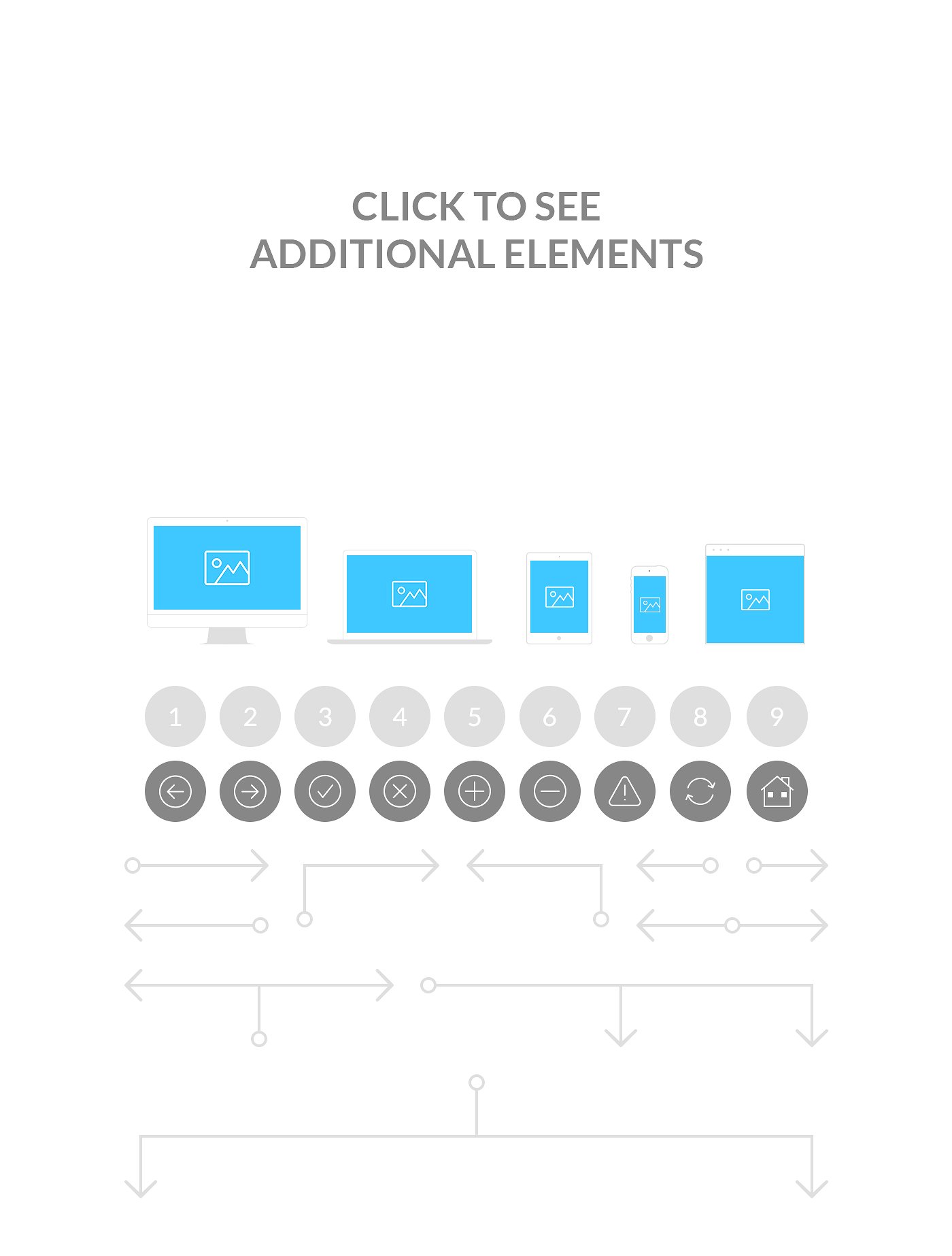 UI 设计线框图元素素材包 Flowchart elements（Web&手机端,for Photoshop & Sketch ）插图(1)