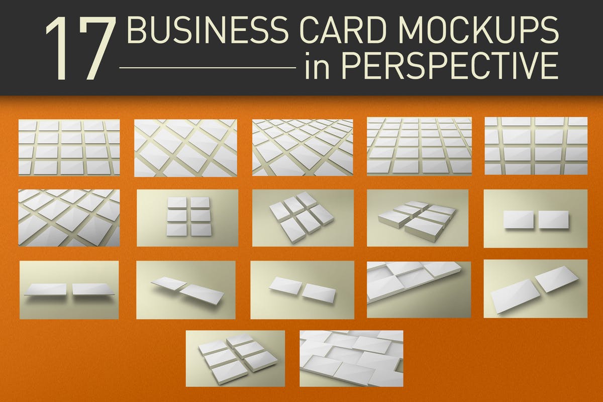 17款多角度企业名片演示样机模板 Perspective Business Card Mockups插图