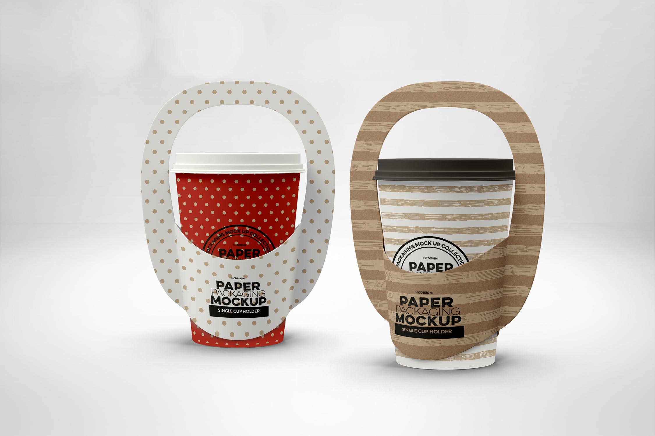 纸杯&纸杯外带包装设计样机模板 Single Cup Paper Carrier Packaging Mockup插图(3)