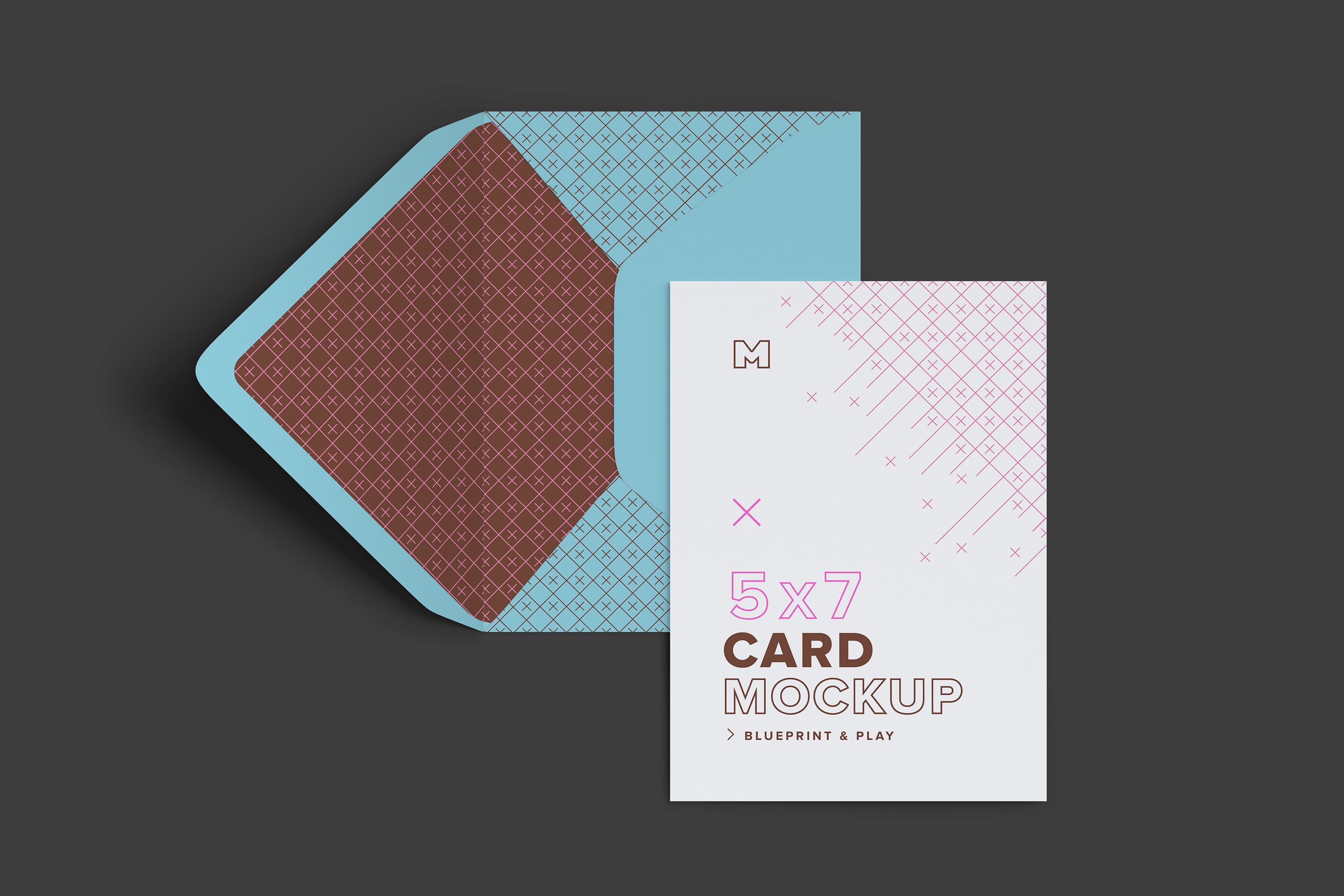 A7尺寸信封外观和贺卡设计图样机模板 A7 Envelope and Portrait Card Mockup插图(1)