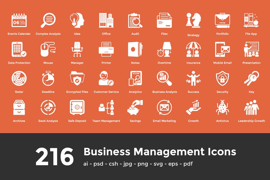 216枚企业管理主题图标 216 Business Management Icons插图