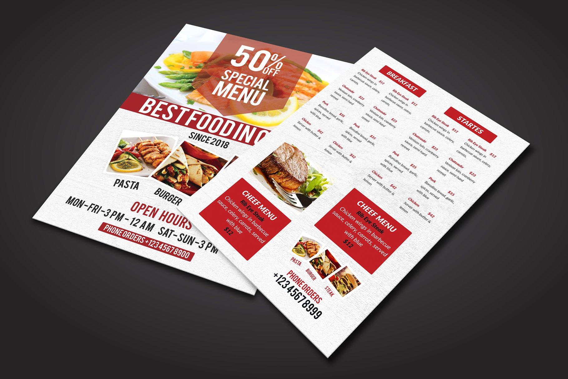 西餐厅单页设计菜单模板制作素材 Restaurant Menu插图(4)