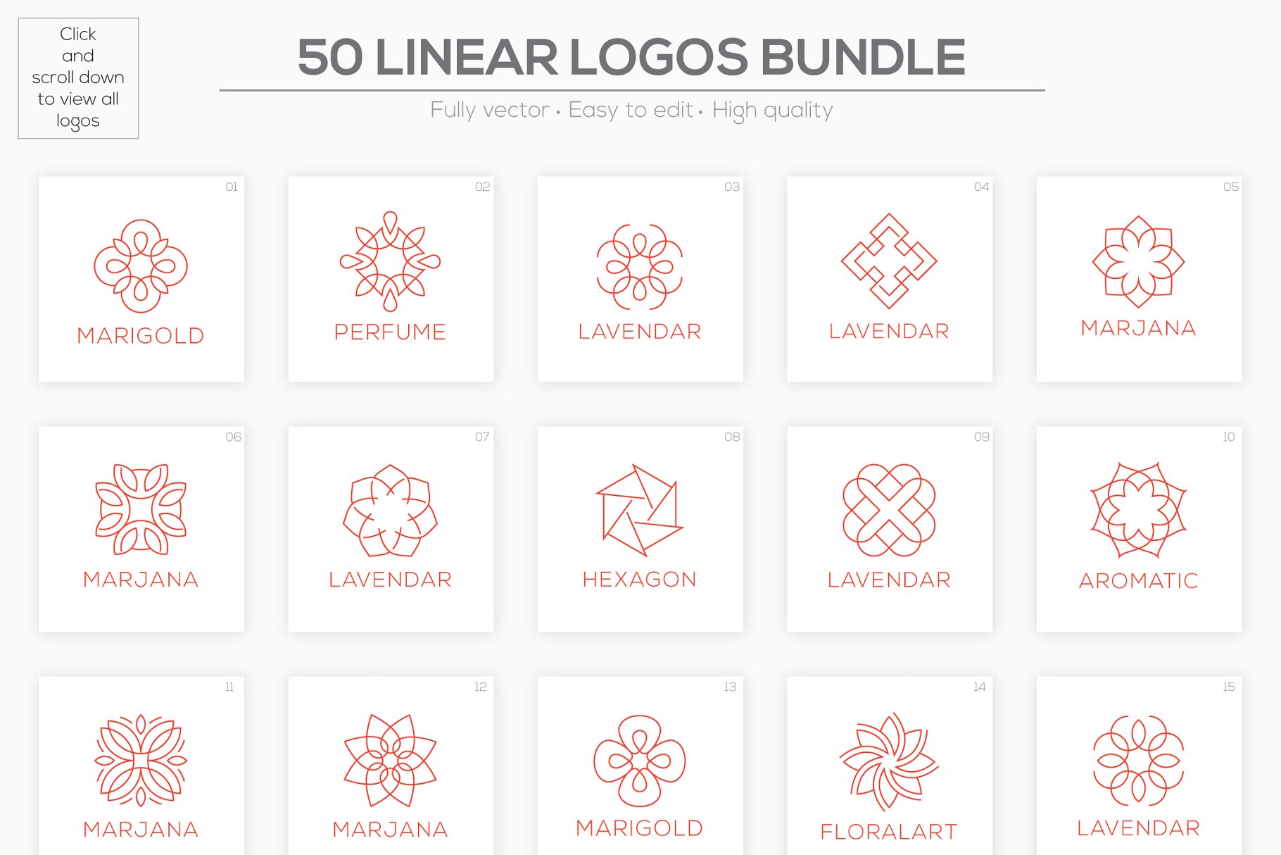50款线形 Logo 模板合集 50 Linear Premade Logo Bundle插图(5)