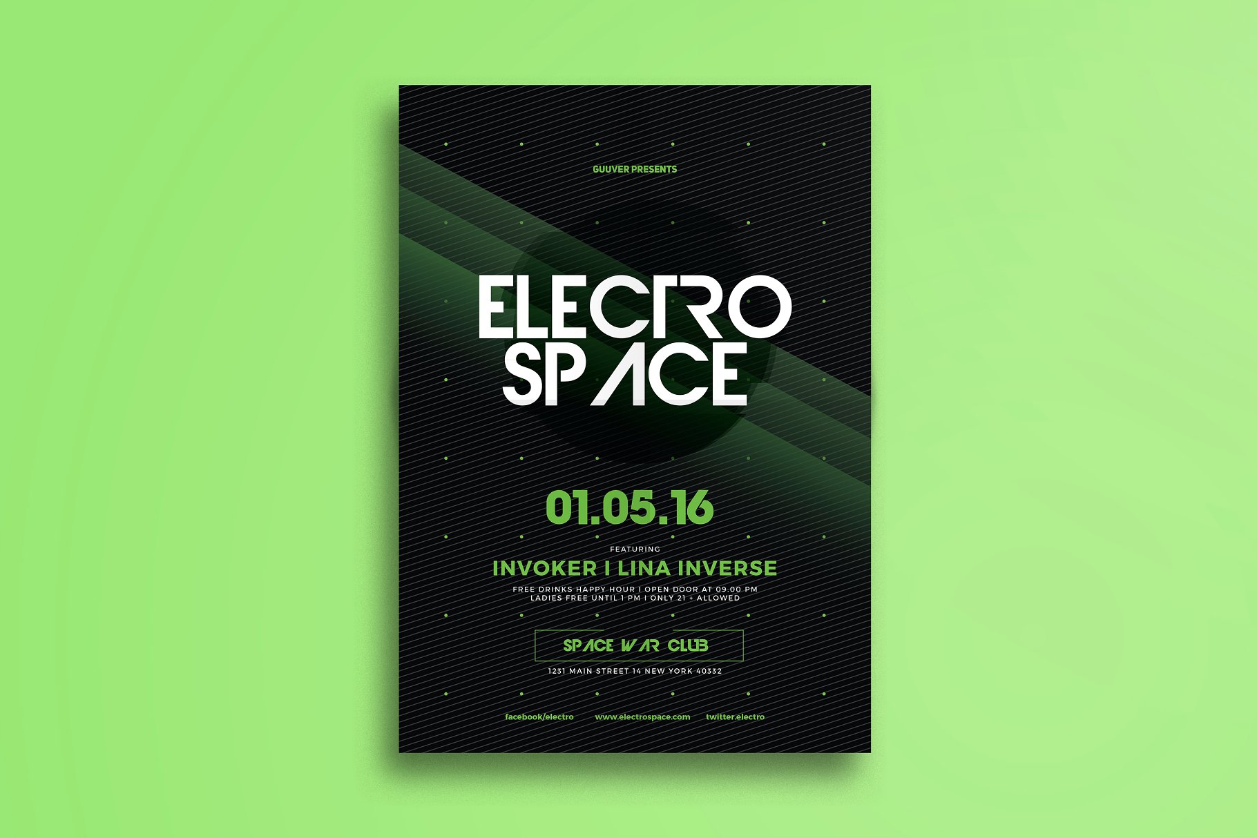 3色企业活动大会宣传海报模板  Electro Space Party插图(3)