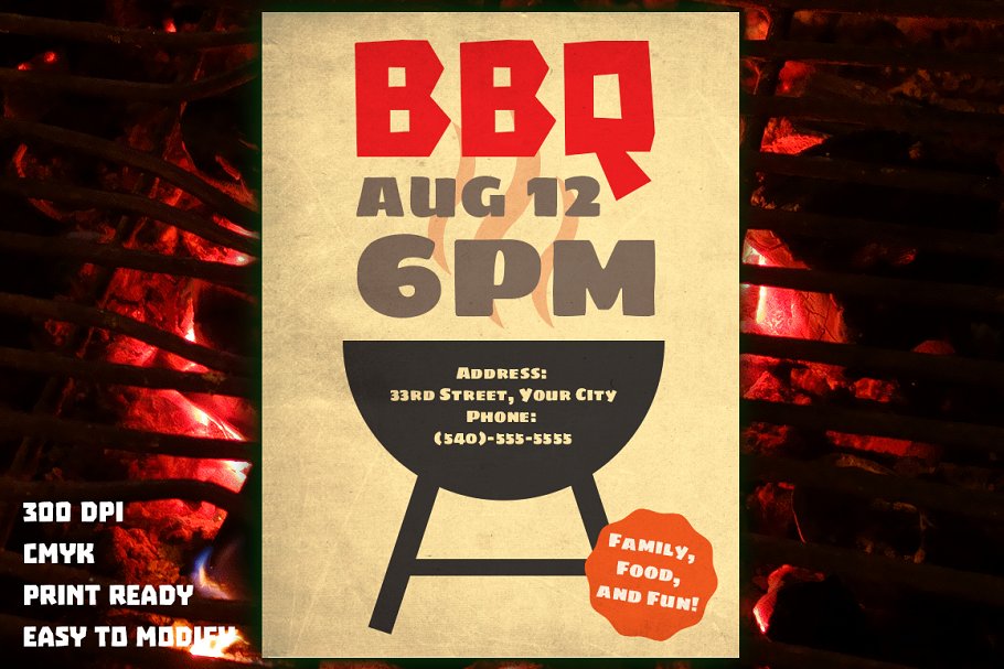 烧烤派对聚会宣传单模板 BBQ Flyer插图