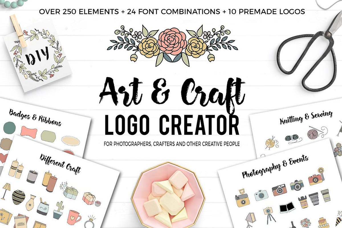 工艺品品牌Logo设计工具包 Art and Craft Logo Creator插图