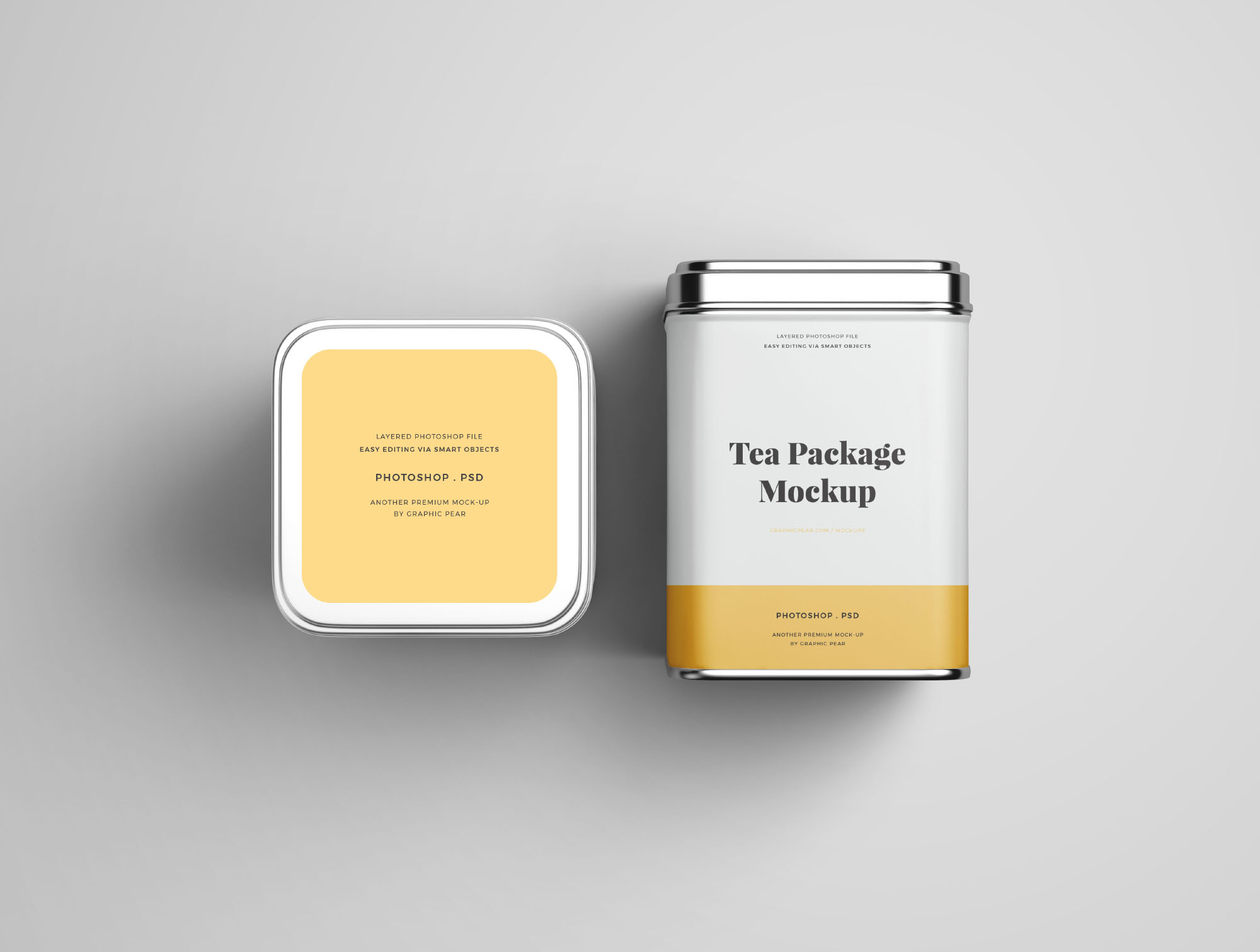 茶叶铁盒包装设计效果样机 Tea Package Mockup插图