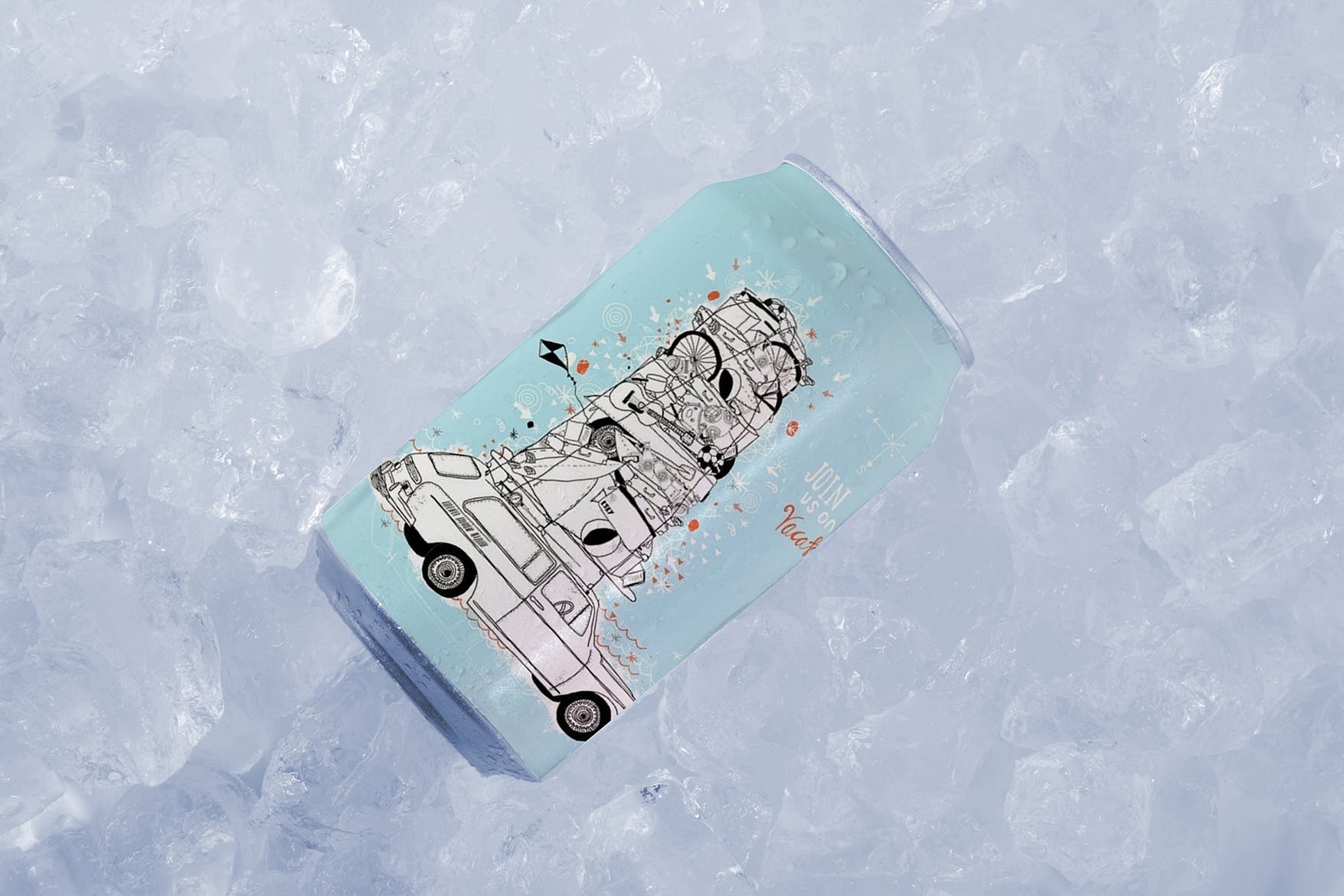 易拉罐外观设计效果预览样机模板 Ice Fresh Can Mockup插图(2)