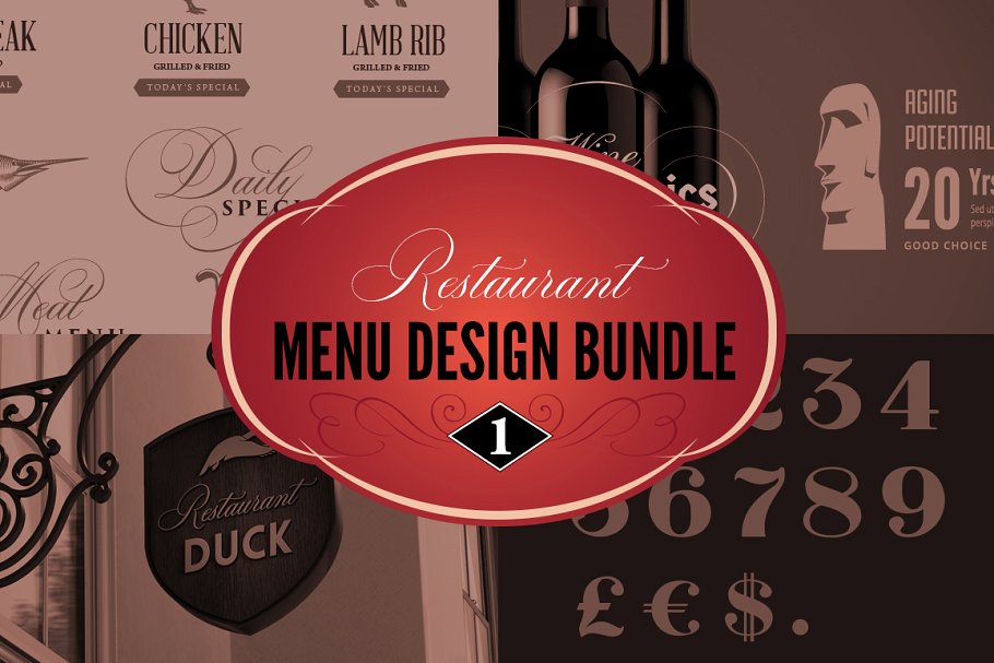 西餐厅菜单设计模板 Restaurant Menu Bundle插图