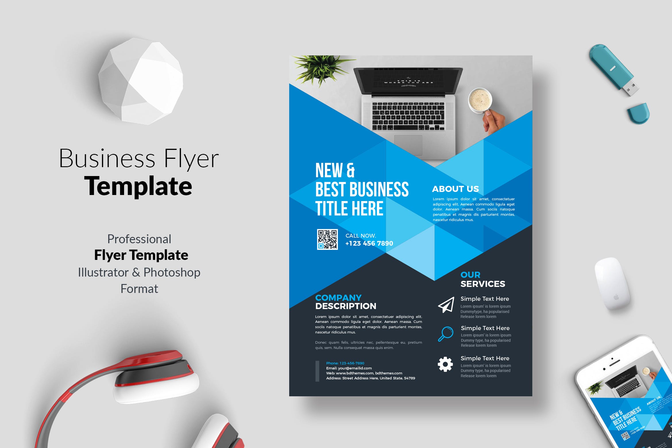 商务风格企业宣传传单设计模板04 Business Flyer Template 04插图