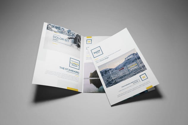 双折页A5宣传册/传单样机模板 Bi-Fold A5 Brochure/ Leaflet Mockups插图(10)