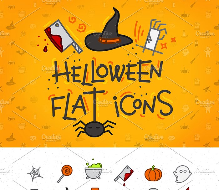 万圣节扁平风格图标 Halloween flat icons插图
