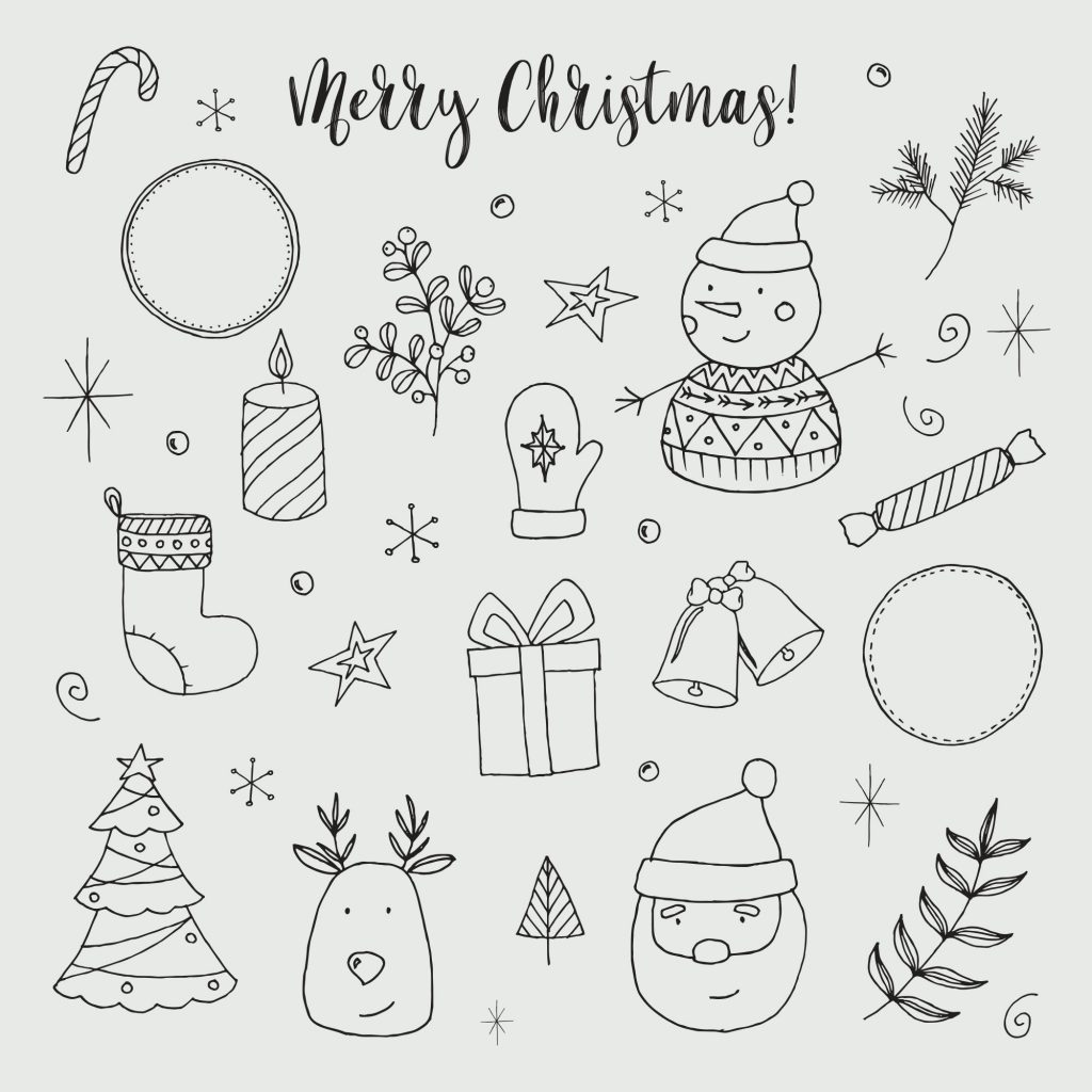 可爱的手绘圣诞节元素 Hand-drawn Christmas Doodles插图(1)
