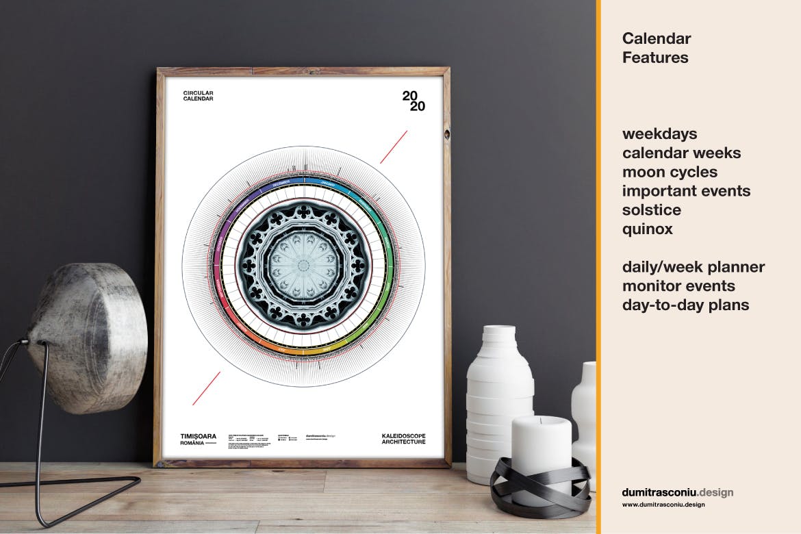 2020年创意复杂圆形日历年历设计模板 Circular Calendar / 2020 Edition插图(1)