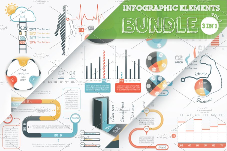 信息图表幻灯片设计元素素材 Infographic Elements Bundle插图