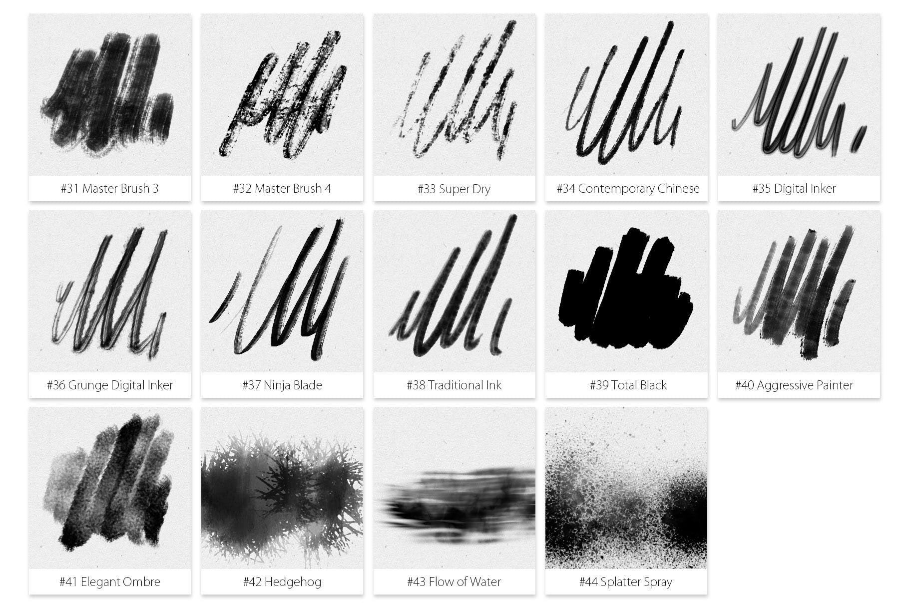44种墨水笔画笔图形图案PS笔刷 Inktober 2019 Photoshop Brushes插图(3)