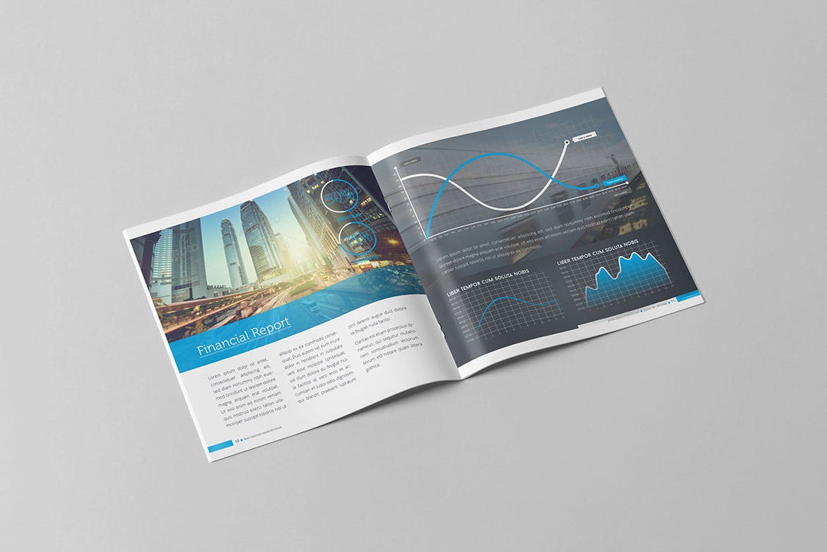 信息科技企业公司画册设计模板素材 Blue Corporate Square Brochure插图(5)