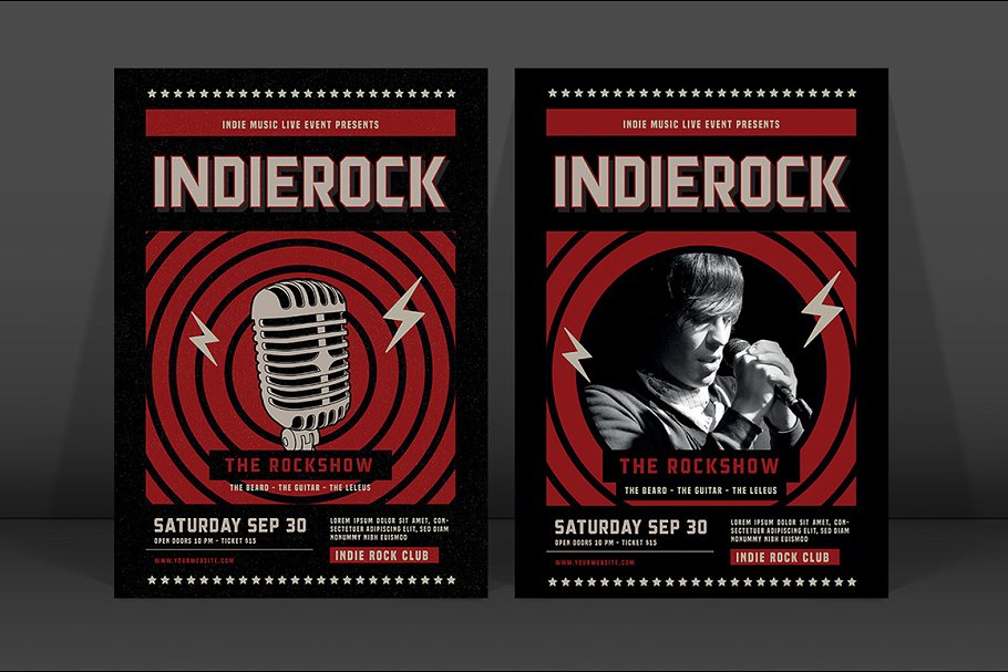 摇滚音乐活动宣传单设计模板 Indie Rock Flyer插图