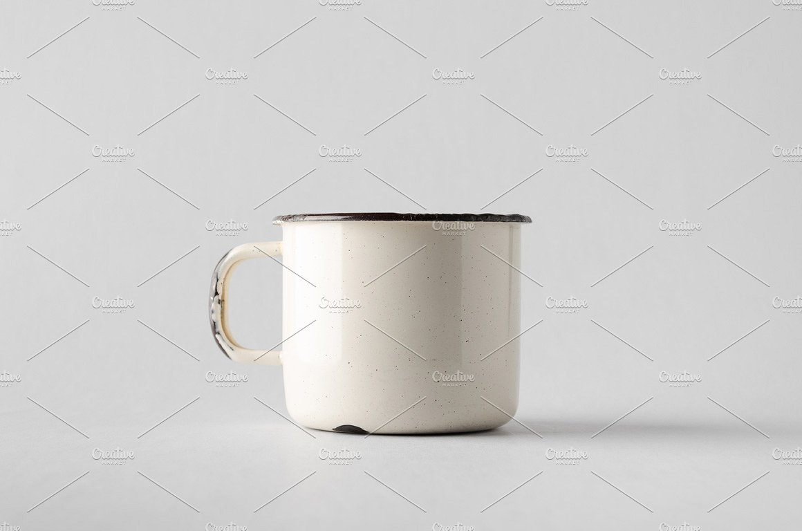 搪瓷茶杯样机模板 Enamel Mug Mock-Up Photo Bundle插图(1)