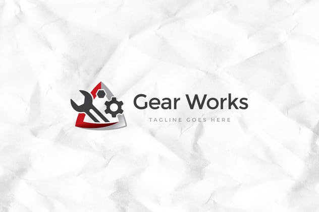 机械维修服务品牌Logo设计模板 Gear Works Logo Template插图(1)