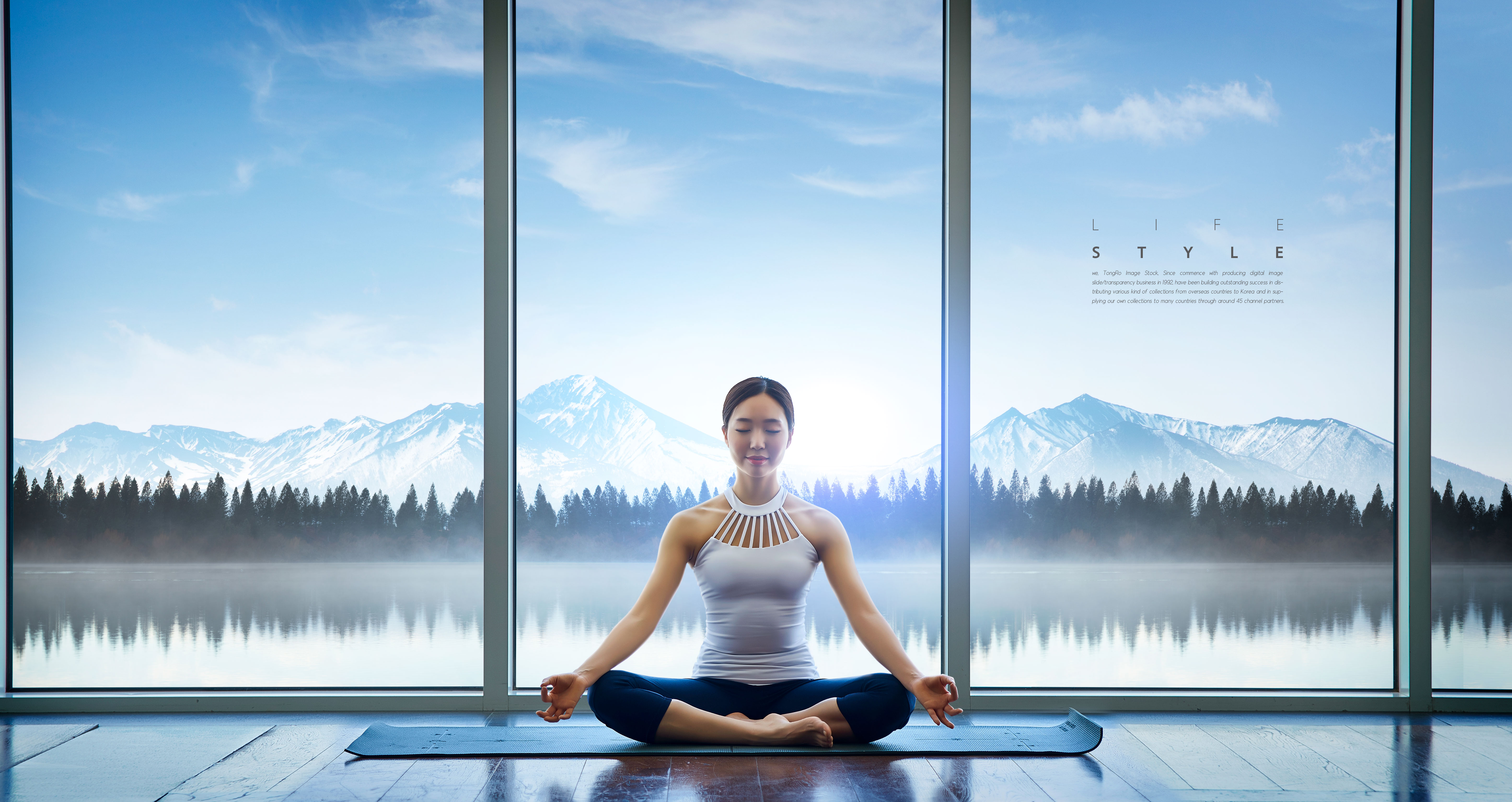 瑜伽打坐养生健康生活方式海报设计素材插图