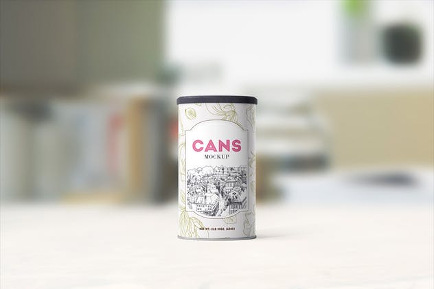 食品金属罐头包装样机 Packaging / Cans Mockup插图(1)