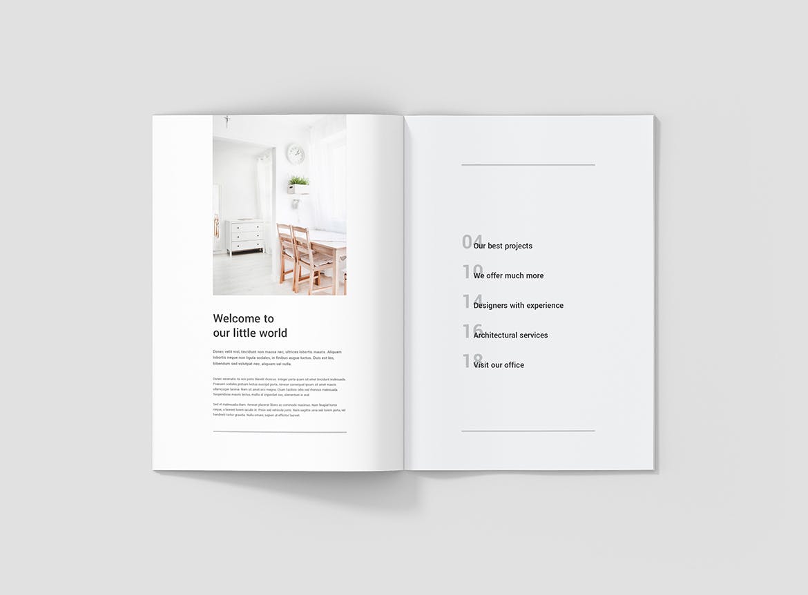 室内设计工作室作品展示画册设计模板 Architectural Studio Portfolio插图(2)
