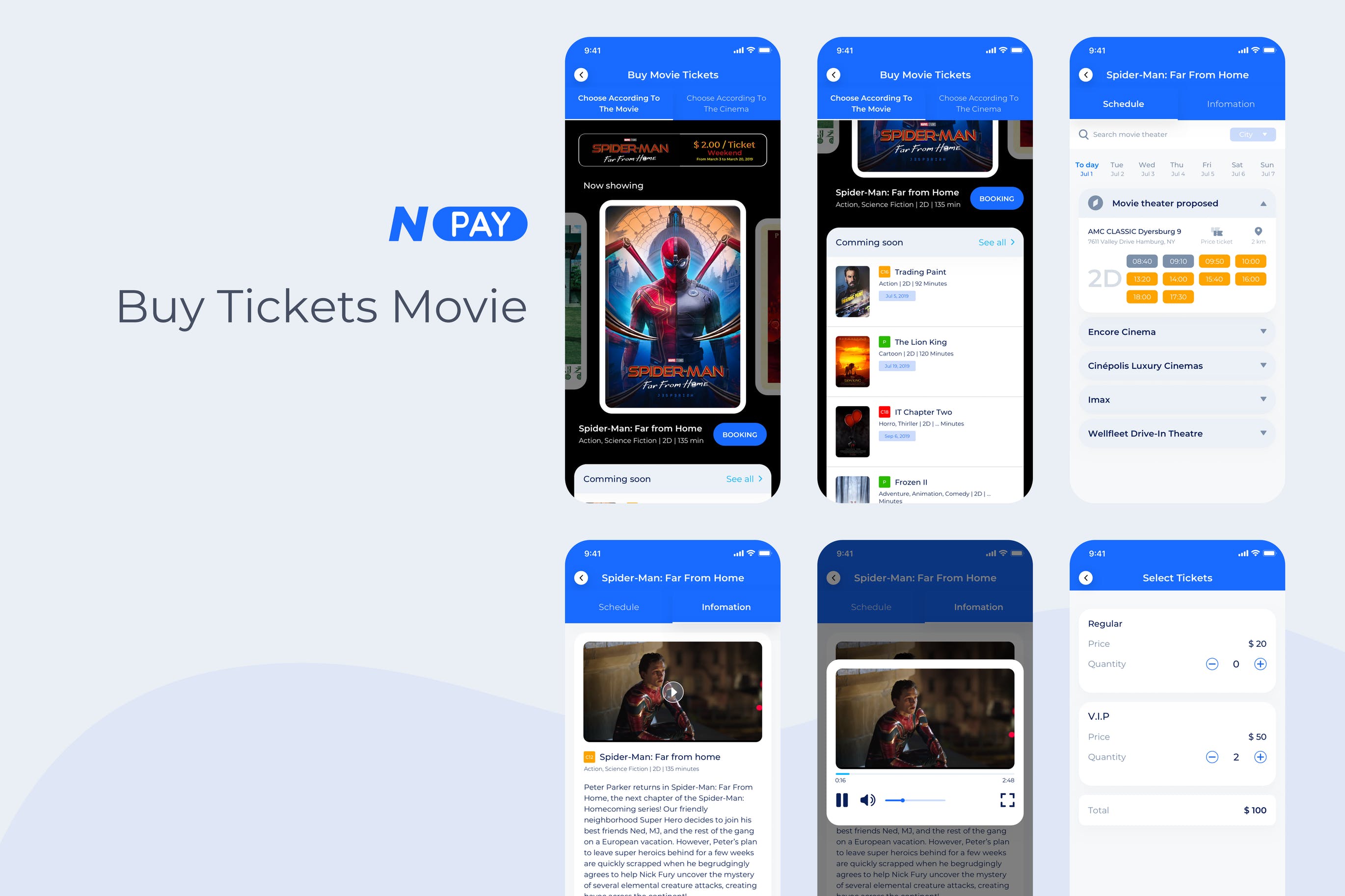 电子钱包APP应用UI设计之电影订座界面设计模板 Buy Tickets Movie – Wallet Mobile UI – N插图