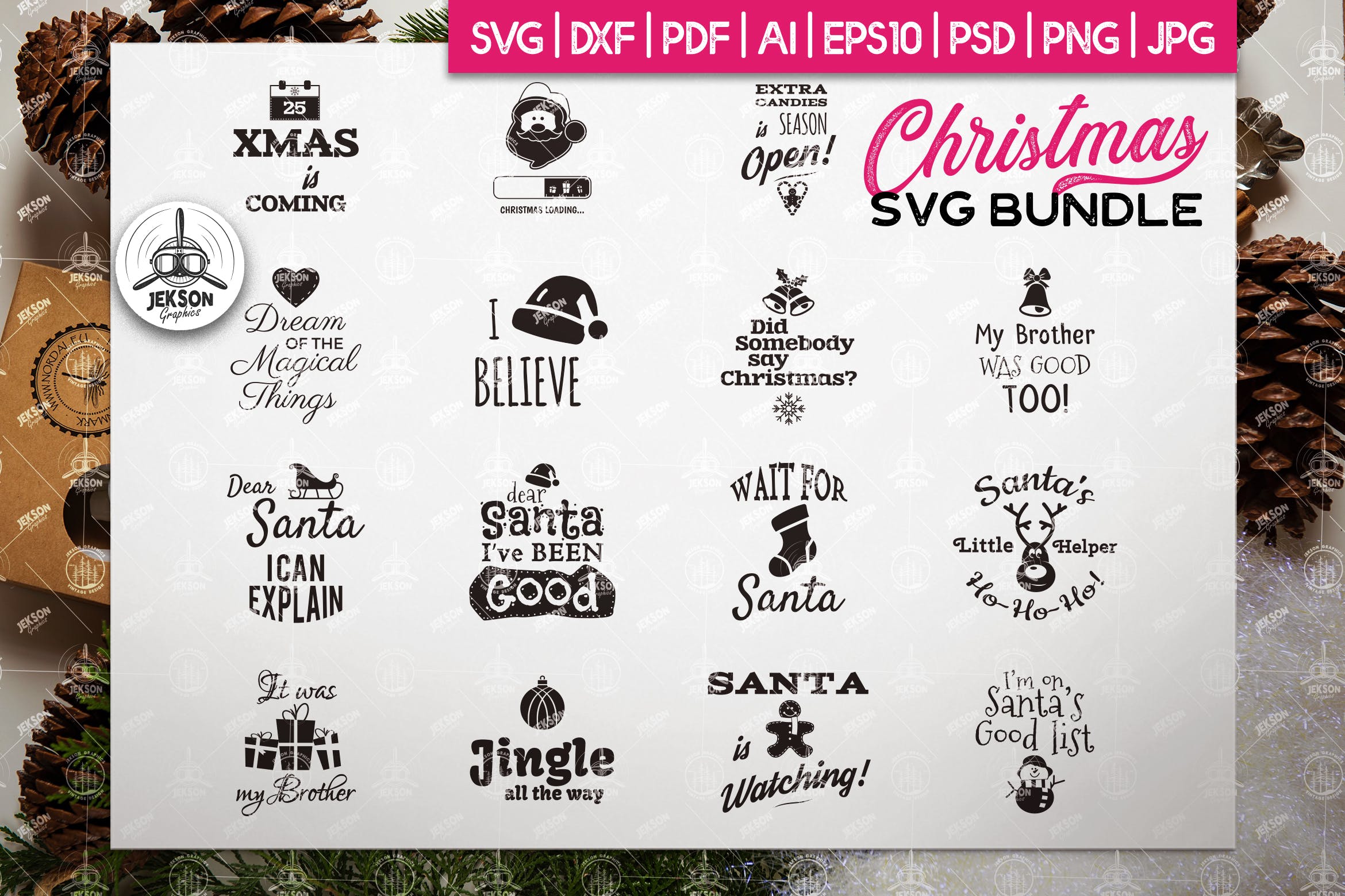 圣诞节主题徽标/Logo矢量设计素材 Christmas SVG Sayings Bundle – XMAS Cricut Files插图