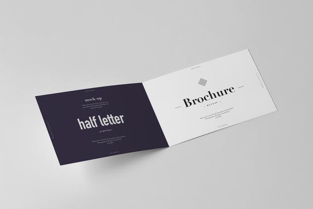 对折小册子传单样机模板 Bi-Fold Half Letter Horizontal Brochure Mock-up插图(7)