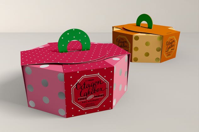 生日蛋糕八角形包装盒样机Vol.3 Food Pastry Boxes Vol.3: Packaging Mockups插图(4)