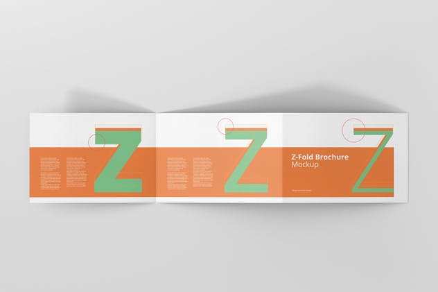 横向三折页菜单/广告册子样机模板 Z-Fold Brochure Mockup – Landscape Din A4 A5 A6插图(12)