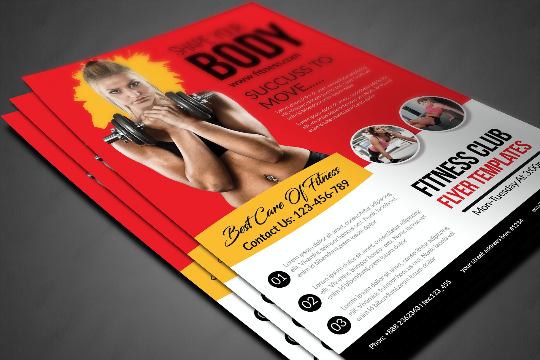 健身俱乐部促销活动广告海报模板 Fitness Flyer插图(2)