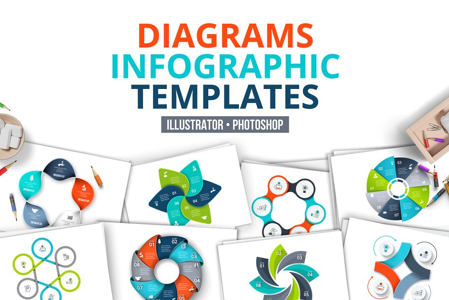 信息图表矢量图形设计模板 Diagrams infographic templates插图