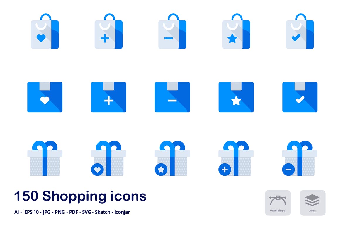 150枚购物&电子商务主题双色调扁平化图标素材 Shopping and E-commerce Accent Duo Tone Icons插图(4)