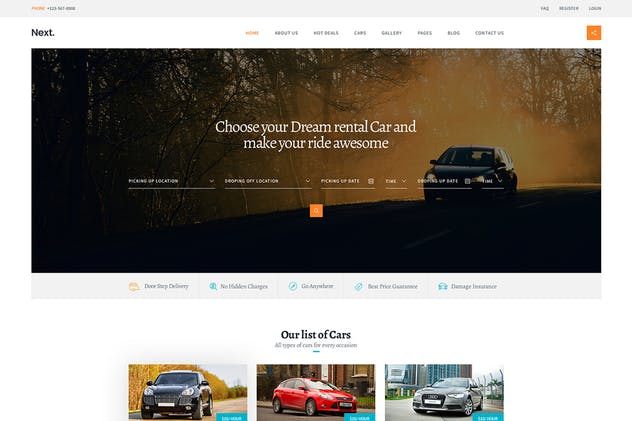 租车平台网站设计PSD模板 Car Rental – Creative eCommerce Photoshop Template插图(1)