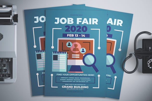 大型招聘会活动海报设计模板 Job Fair Flyer插图(2)