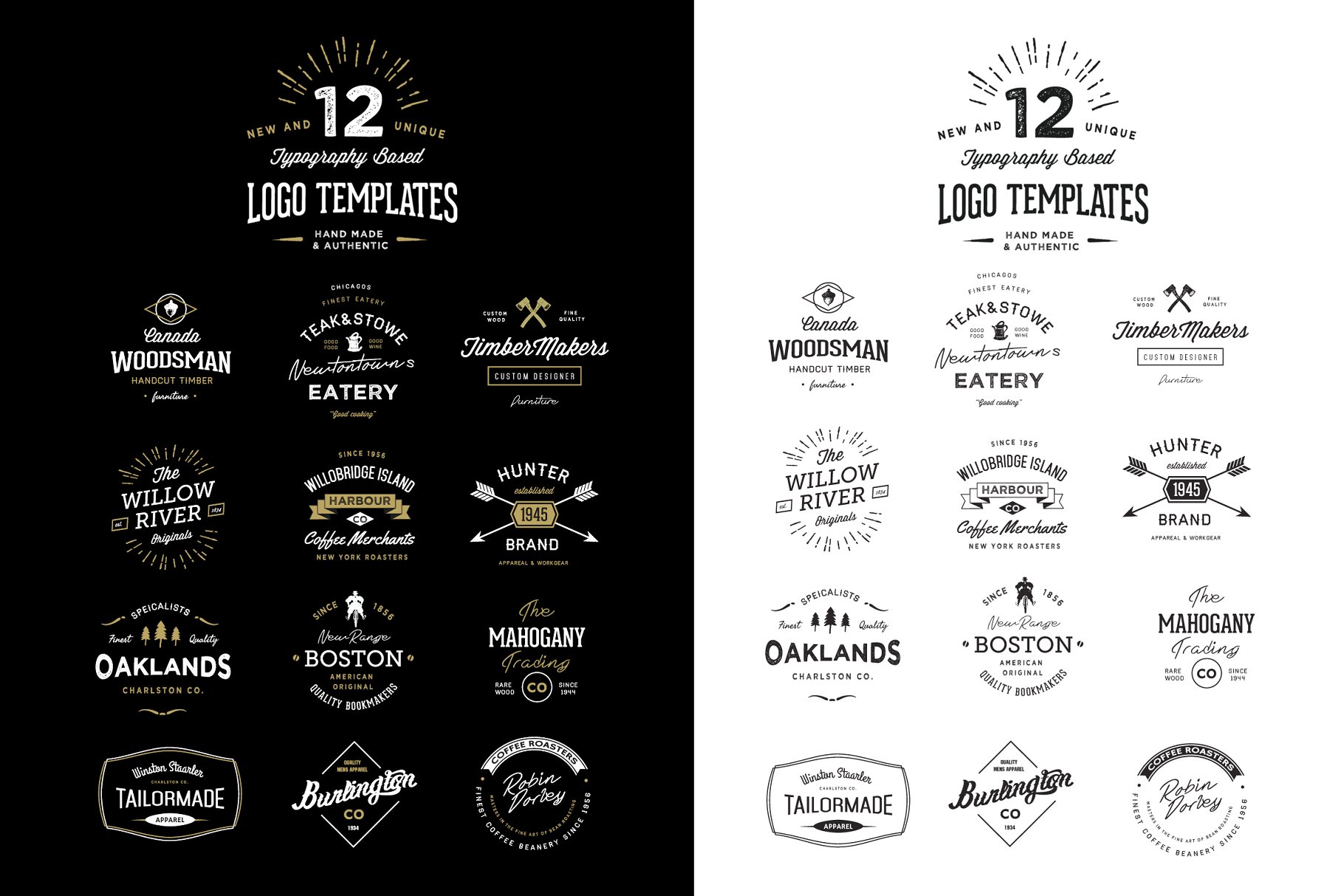 12款复古怀旧风格排版Logo模板 12 Typography Based Vintage Logos插图(1)