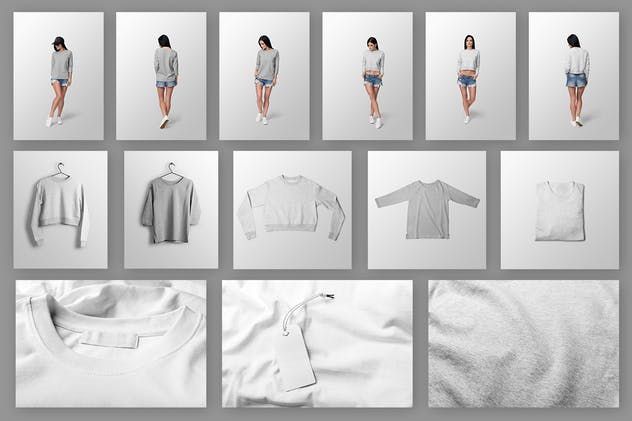 女士长袖T恤模特上身效果样机模板v10 Ultimate Apparel Mockup Vol. 10插图(5)