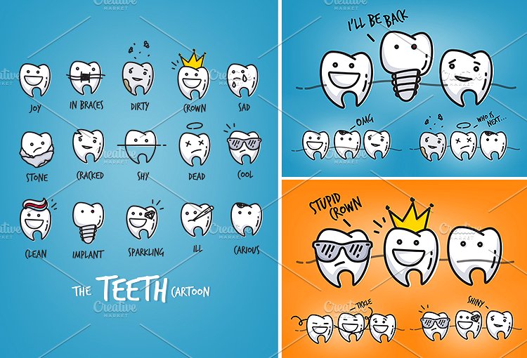 动漫卡通风儿童牙科插图合集 Teeth Graphics插图(2)