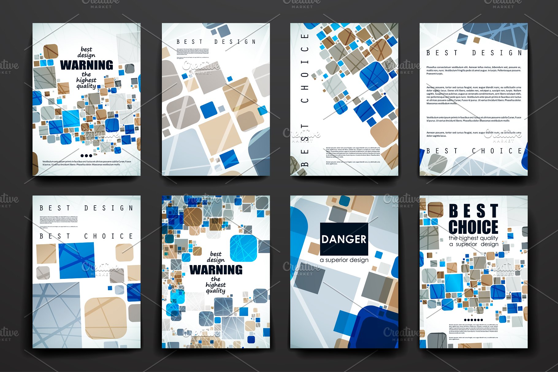 抽象叠加几何图形宣传册模板 Brochure Templates插图(3)