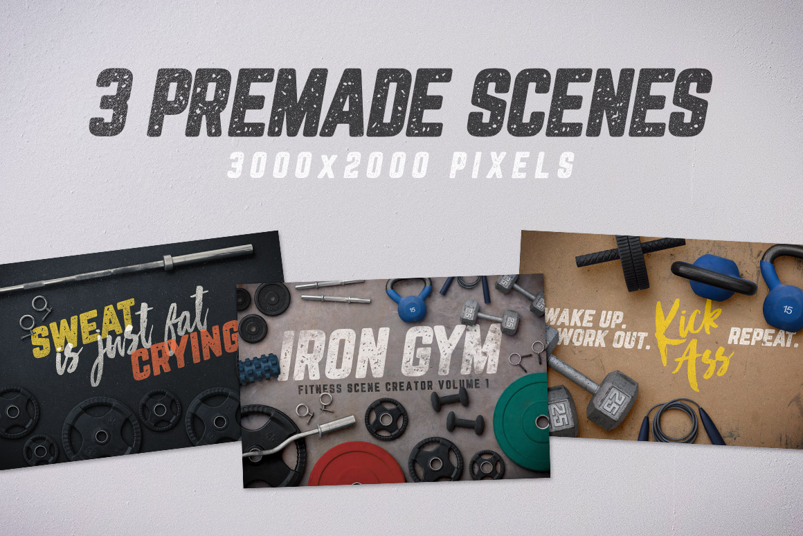 健身预设场景 Mockups 模版 Iron Gym Scene Creator Volume 1插图(5)