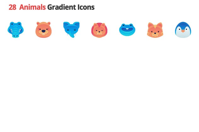 28枚动物图形渐变矢量图标 Animals Gradient Vector Icons插图(1)