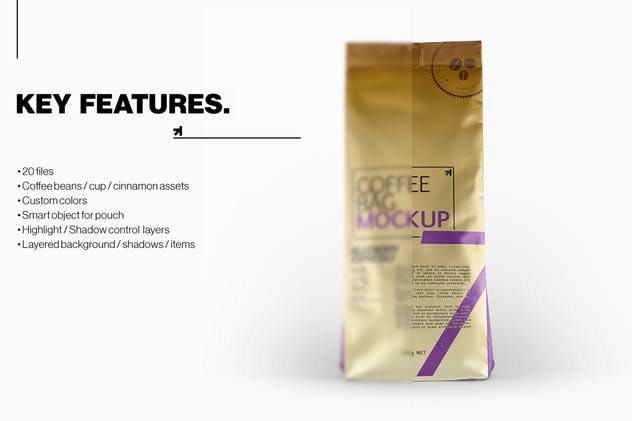 咖啡豆袋装外观设计样机 Coffee Bag Packaging Mockup插图(15)