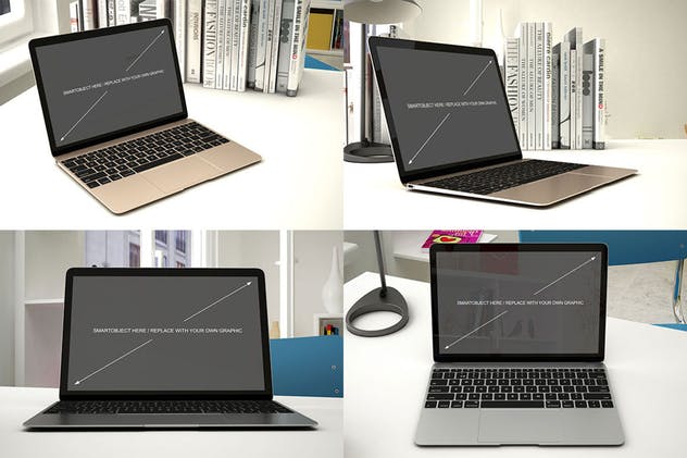 12款Macbook笔记本电脑设备样机 Laptop Mockup – 12 Poses插图(2)