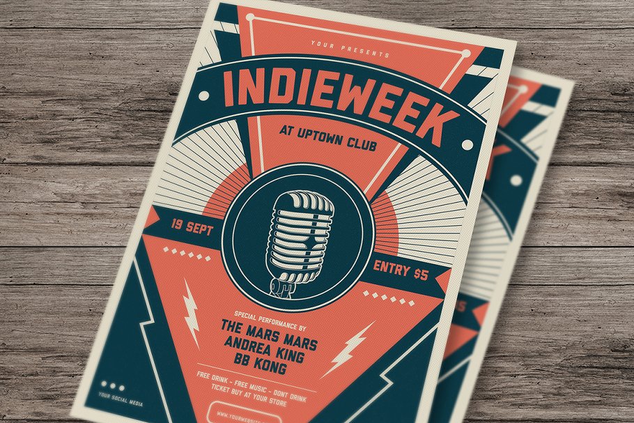 活动节日宣传海报传单 	  Indie Week Flyer插图(2)