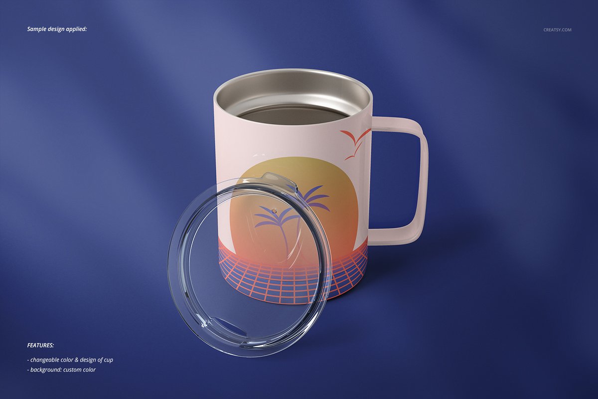 10oz不锈钢咖啡杯样机套装Stainless Coffee Cup Mockup插图(5)