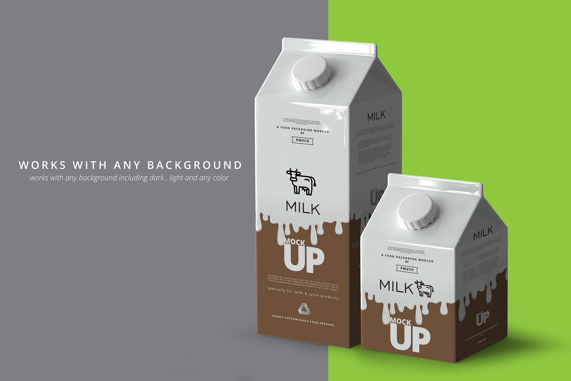 牛奶&果汁纸盒包装展示样机 Milk / Fruit Juice Carton Mockup [psd]插图(8)