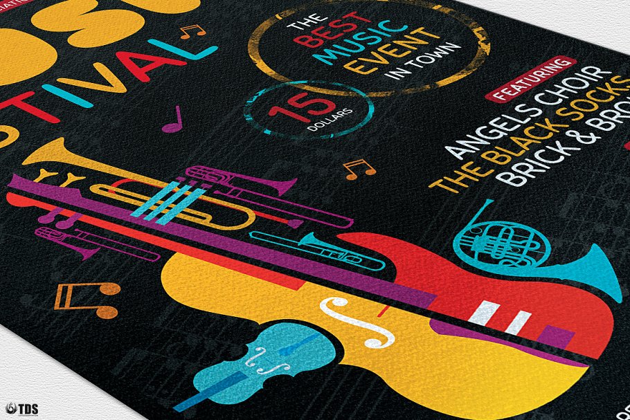 独立音乐节活动传单海报PSD模板v10 Music Festival Flyer PSD V10插图(5)