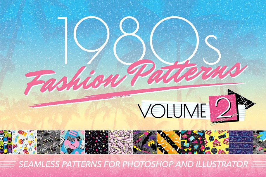 1980s年代复古时尚纹理 Cool 1980s Seamless Patterns Vol 2插图